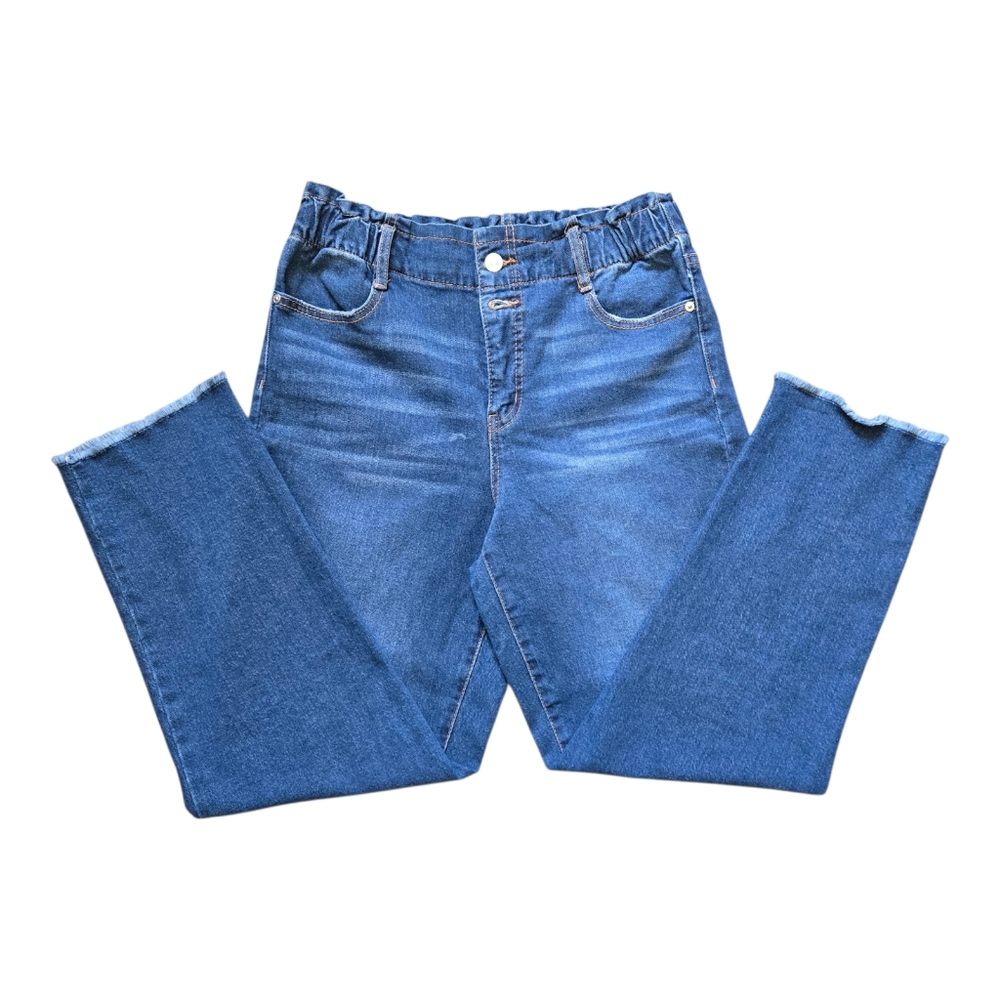SCOOP Women’s High-Rise Crop Straight Jeans Size 6, Blue with Elastic Waist